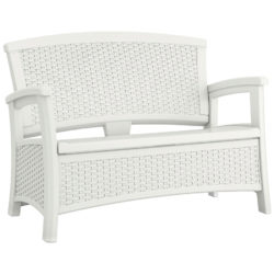 Suncast Wicker-Effect Love Seat with Storage – White